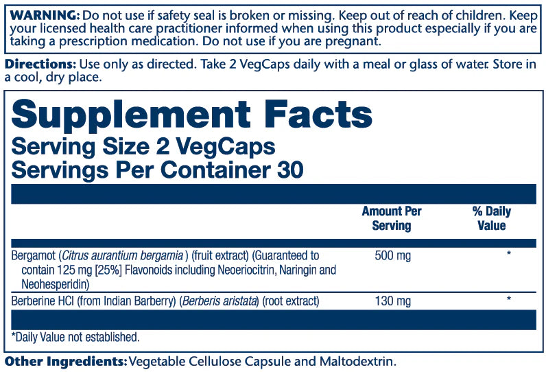 Bergamot Adv Formula, 500mg, 60 vcap