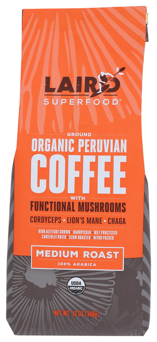 Peruvian Coffee With Functional Mushrooms, Medium Roast, Org, 12 oz