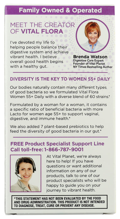 Vital Flora Women 55+ Daily Probiotic 60B SS, 30 vcap