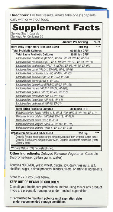 Vital Flora Ultra Daily Probiotic 60B SS, 30 vcap