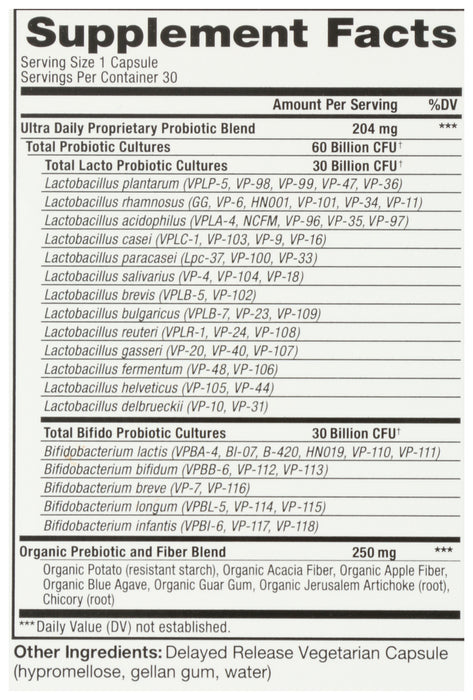 Vital Flora Ultra Daily Probiotic 60B SS, 30 vcap