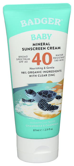 Baby Mineral Sunscreen SPF 40 Cream, Chamomile Calendula, 2.9 floz