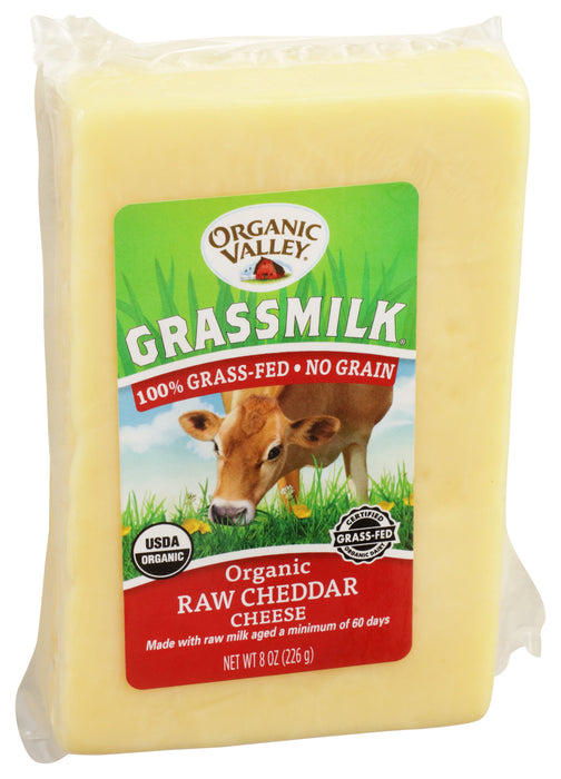 Raw Cheddar Cheese, Grassfed, Org, 8 oz