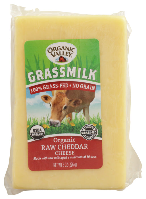 Raw Cheddar Cheese, Grassfed, Org, 8 oz