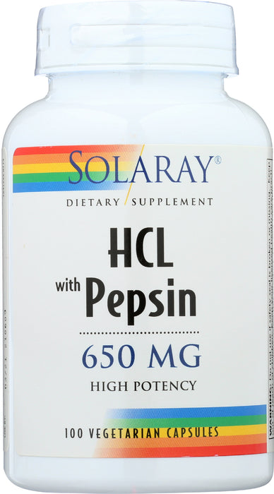 HCL w/Pepsin 650mg, 100 vcap