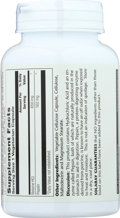 HCL w/Pepsin 650mg, 100 vcap