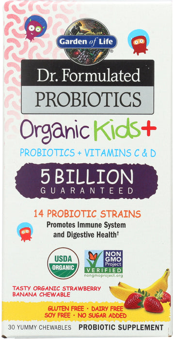 Dr. Formulated Probiotics, Kids Org Straw/Banana, 30 chew