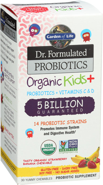 Dr. Formulated Probiotics, Kids Org Straw/Banana, 30 chew