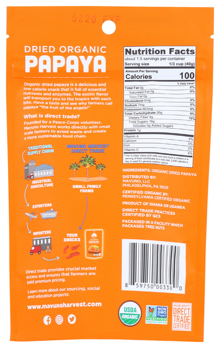 Dried Papaya, Org, 2 oz