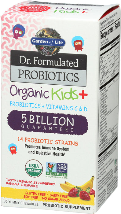 Dr. Formulated Probiotics, Kids Org Straw/Banana, 30 chew