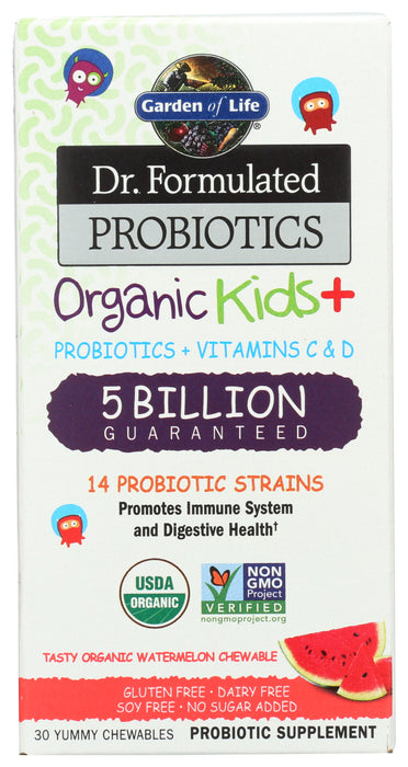 Dr. Formulated Probiotics, Kids Org, Watermelon, 30 chew