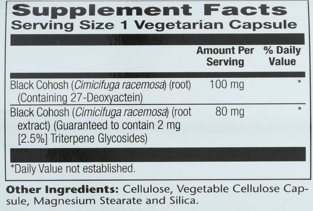 Black Cohosh Extract 180mg, One Daily, 30 vcap