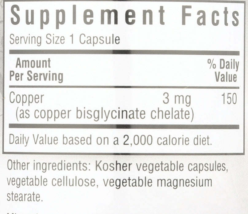 Chelated Copper 3mg, 90 vcap