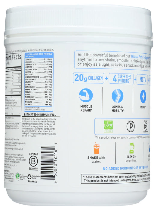 Collagen Protein, Vanilla, Grass Fed, 560 g