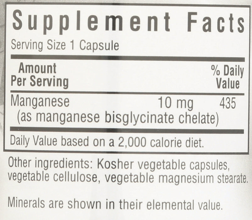 Chelated Manganese 10mg, 90 \vcap