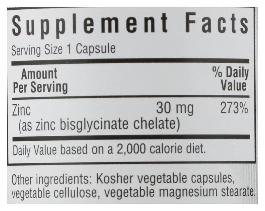 Chelated Zinc 30mg, 90 vcap