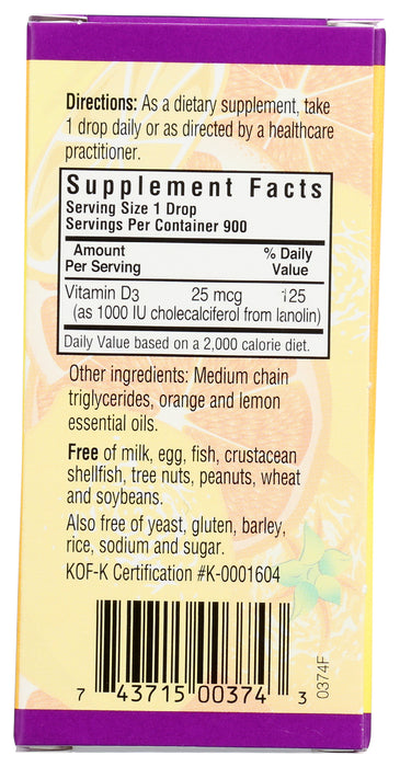 Liquid Vitamin D3 1000IU, Citrus, 1 fl oz