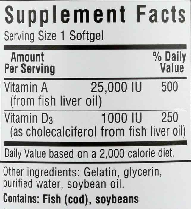 Vitamin A & D3 25,000/1,000IU, 100 sgel