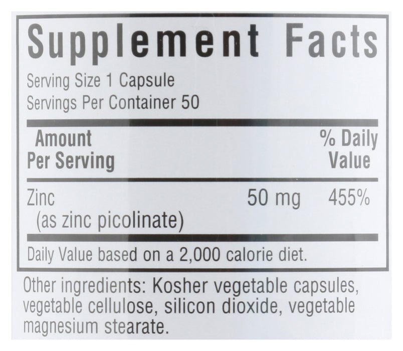 Zinc Picolinate 50mg, 50 vcap