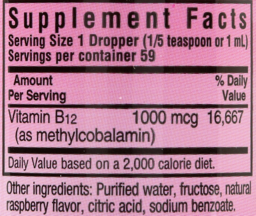 Liquid Methyl B12 1000mcg, Raspberry, 2 fl oz