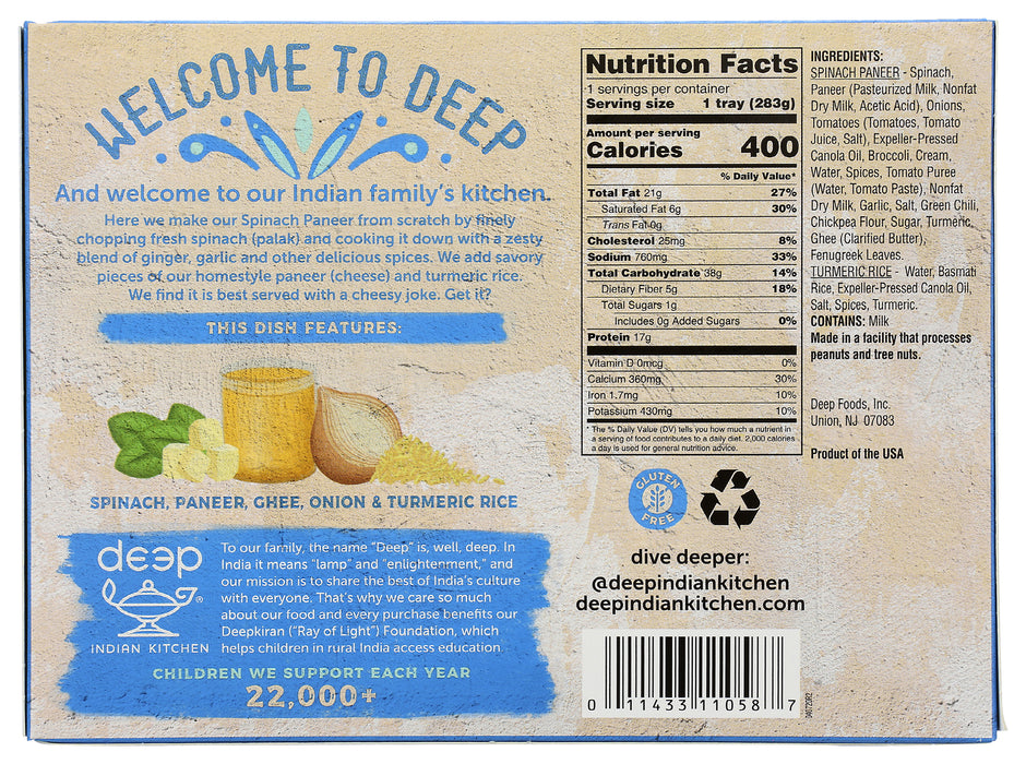 Spinach Paneer w/Rice, 10 oz