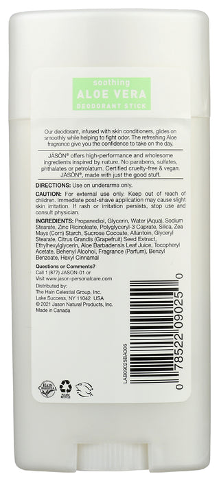 Deodorant Stick, Alum & Paraben Free, Aloe Vera, 2.5 oz