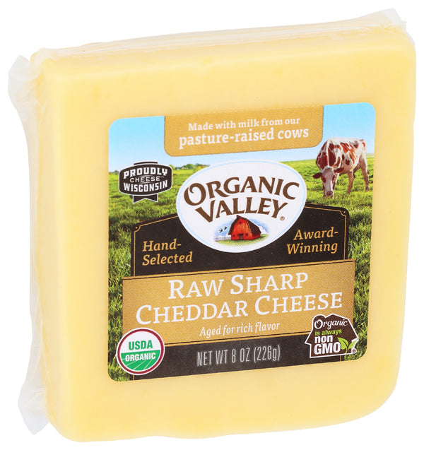 Raw Cheddar Cheese Sharp, Org, 8 oz