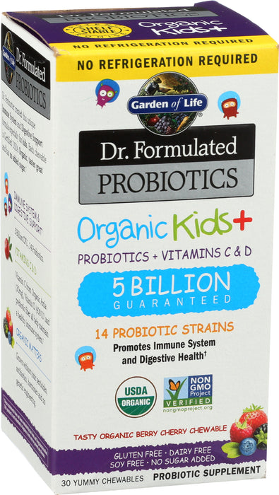 Dr. Formulated Probiotics, Kids Org SS, Berry Cherry, 30 chew