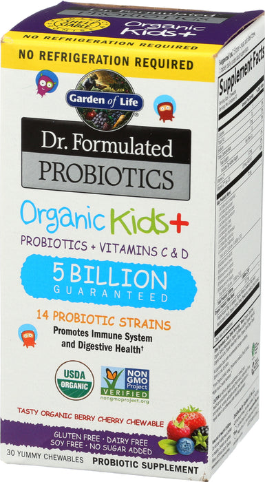 Dr. Formulated Probiotics, Kids Org SS, Berry Cherry, 30 chew