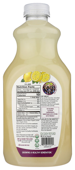 Lemonade, No Sugar Added, Org, 52 floz