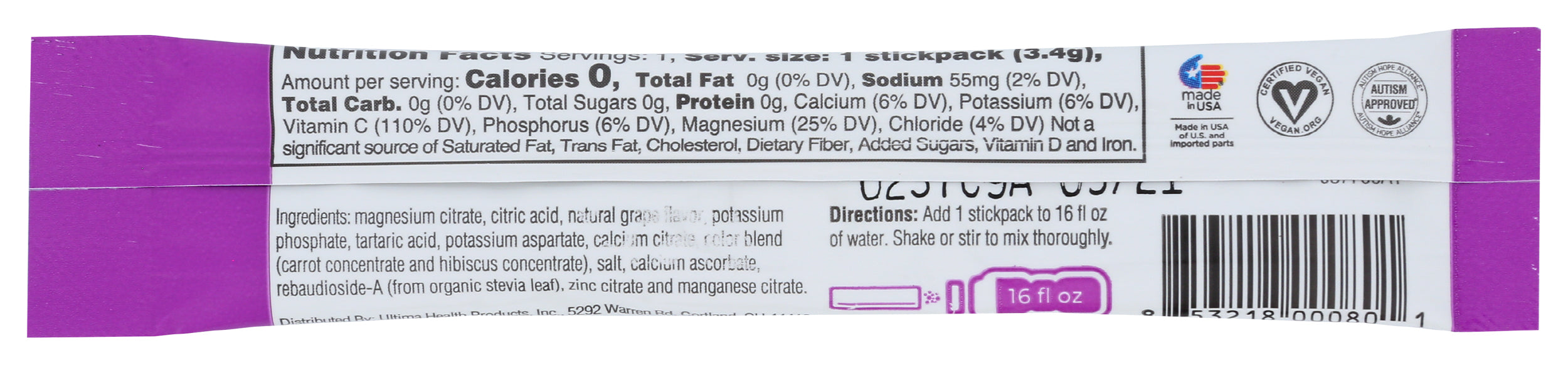 Electrolyte Powder, Grape, 1pk, 3.4gm